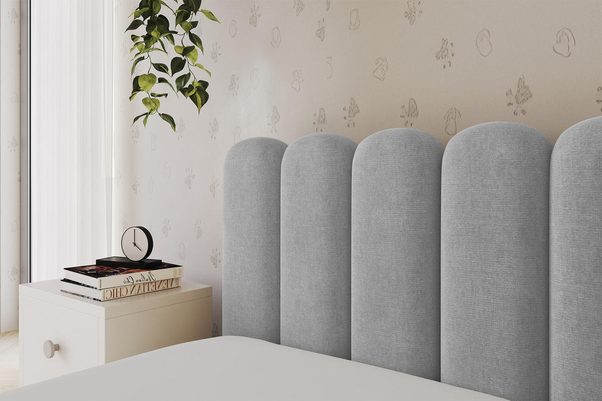 EINZELLBETT Jugendbett mit Bettkasten und Matratze H3/H4, Rechts - HUGY 100x200 Grau - Silberfarben, Holzwerkstoff/Textil (100/200cm) - ALTDECOR