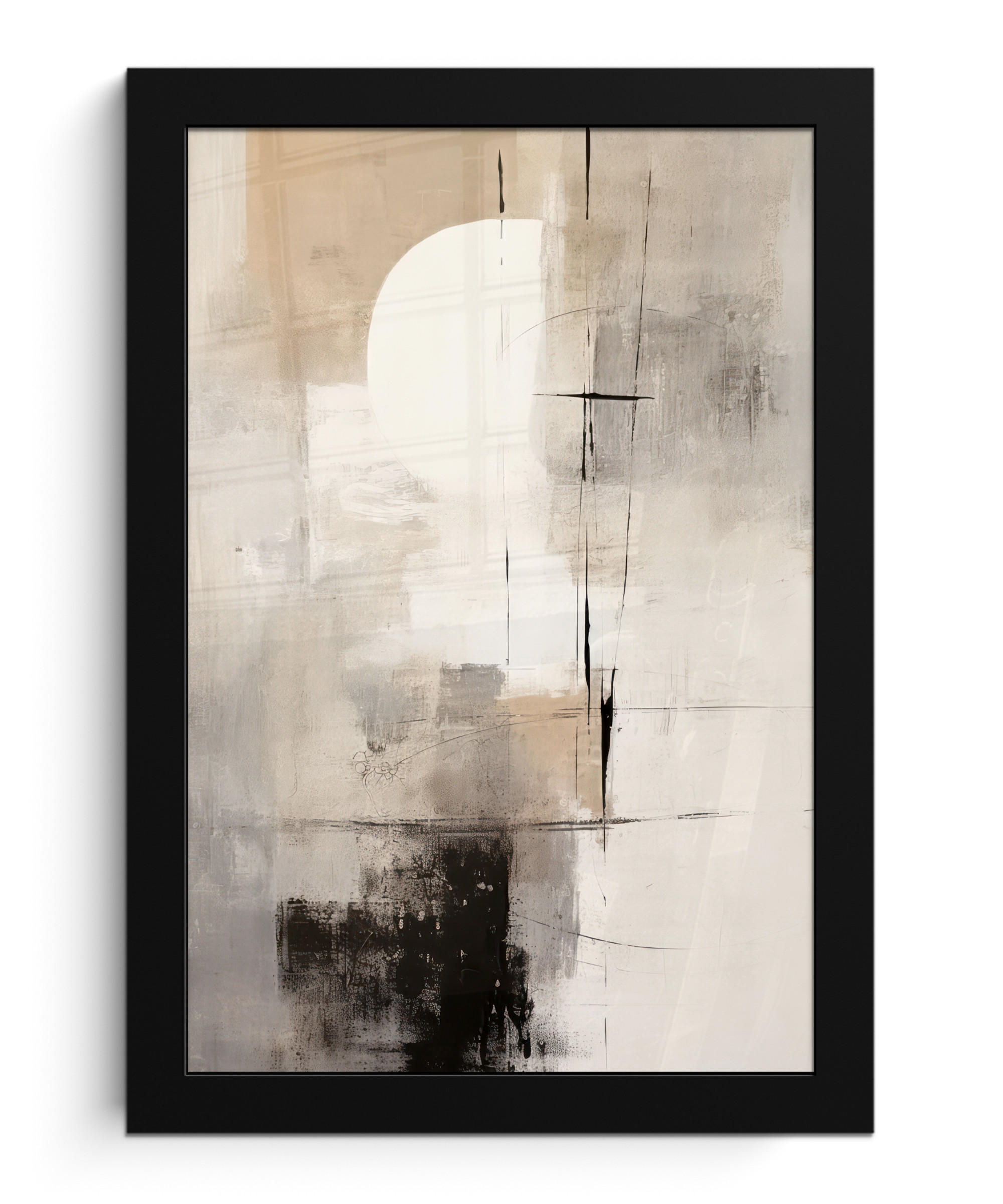 GERAHMTES BILD Abstrakt - Kunst - Grau 20x30 cm - Hellgrau, Papier (20/30cm) - MuchoWow