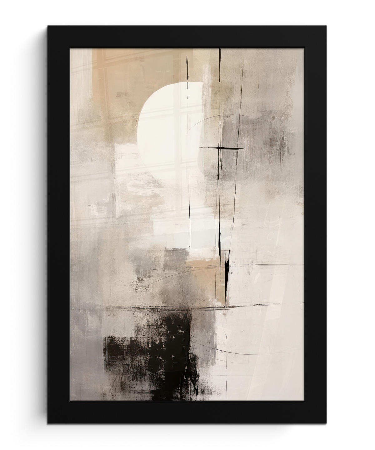 GERAHMTES BILD Abstrakt - Kunst - Grau 20x30 cm - Hellgrau, Papier (20/30cm) - MuchoWow