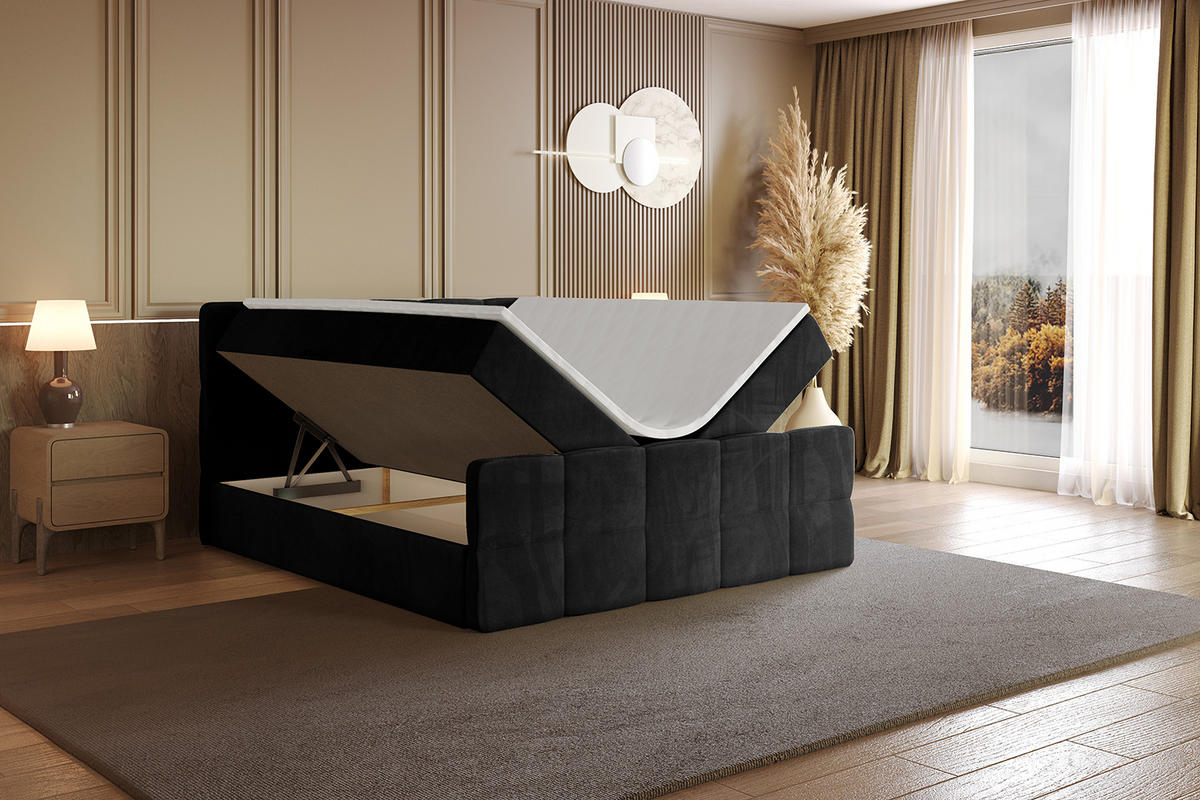 BOXBETT mit Matratze und Lattenrost - LIRO-Z - 160x200 - Schwarz Casablanca - Schwarz, Holzwerkstoff (160/200cm) - ALTDECOR