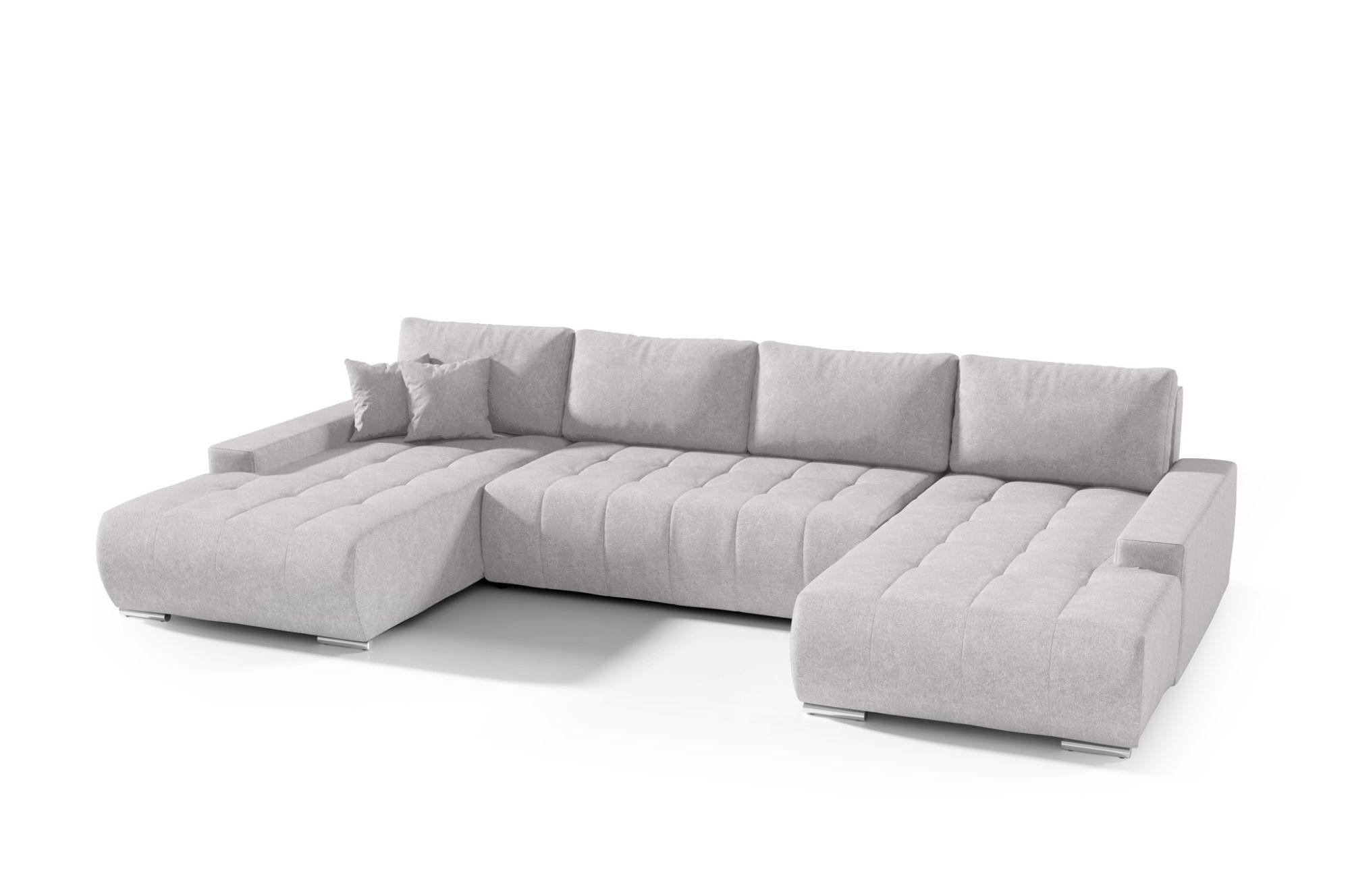 WOHNLANDSCHAFT Vogar In Aston - Silberfarben, Holzwerkstoff/Textil (350/85/185cm) - Fun Möbel