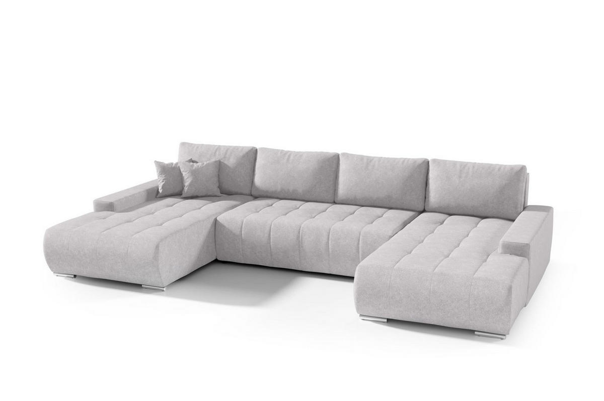 WOHNLANDSCHAFT Vogar In Aston - Silberfarben, Holzwerkstoff/Textil (350/85/185cm) - Fun Möbel