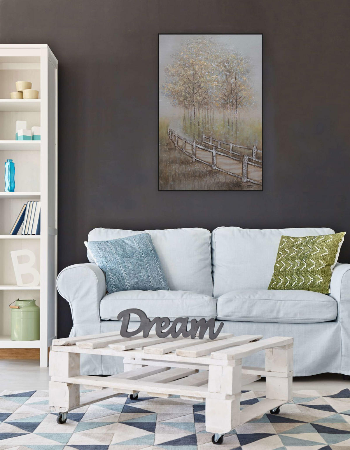 ACRYLBILD HANDGEMALT 60/90 cm - Braun, Holz/Textil (60/90cm) - KUNSTLOFT