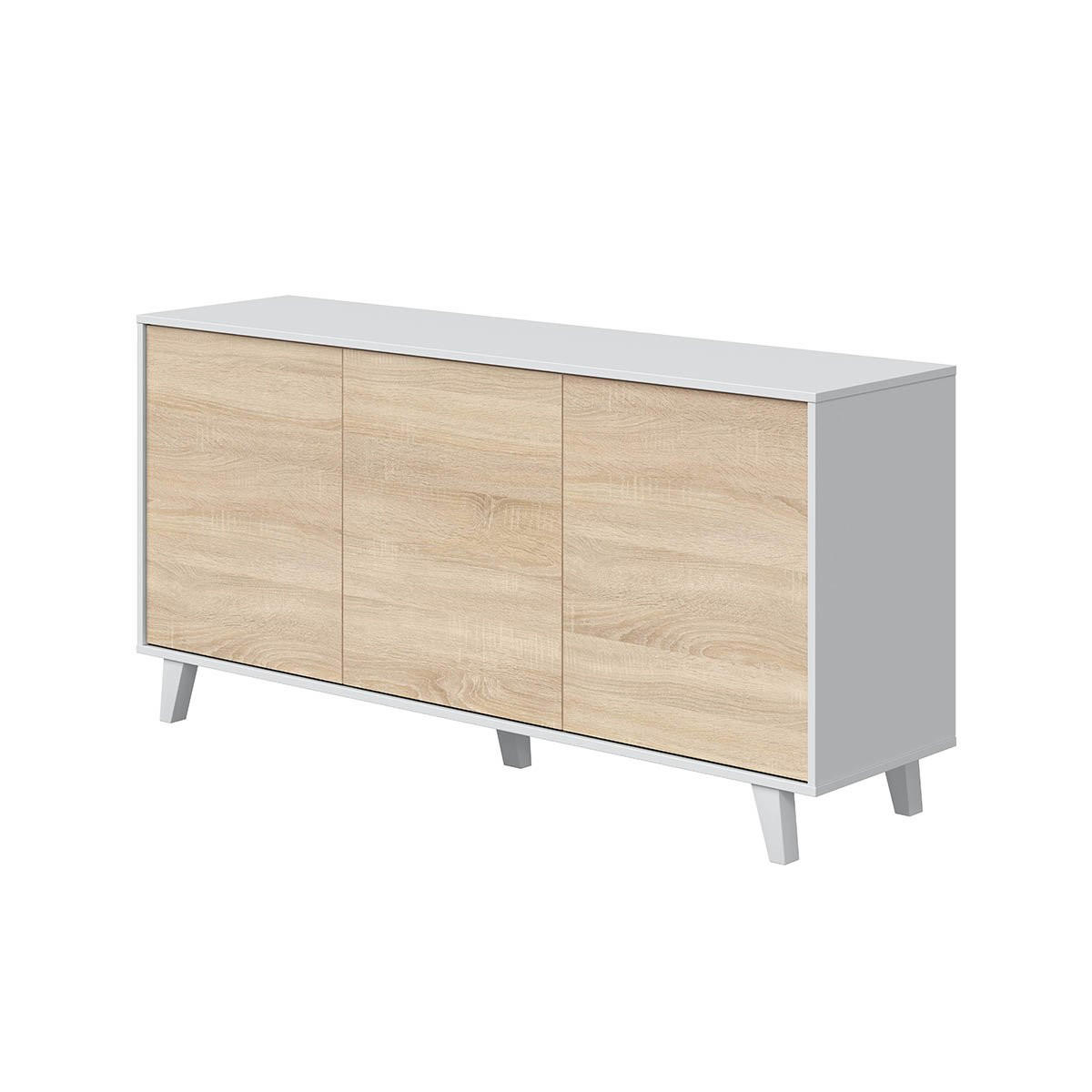 SIDEBOARD mit 3 Türen - L154 cm - Zaiken Plus - Weiß, Holzwerkstoff (41/75/154cm) - Calicosy