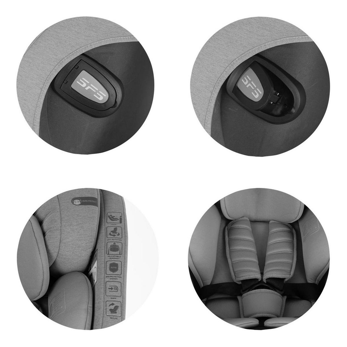 KINDERSITZ Tourino i-Size (40-150cm) dunkelgrau Isofix, höhenverstellbar, Stützbein, drehbar - Grau, Kunststoff (46/78/49cm) - Chipolino