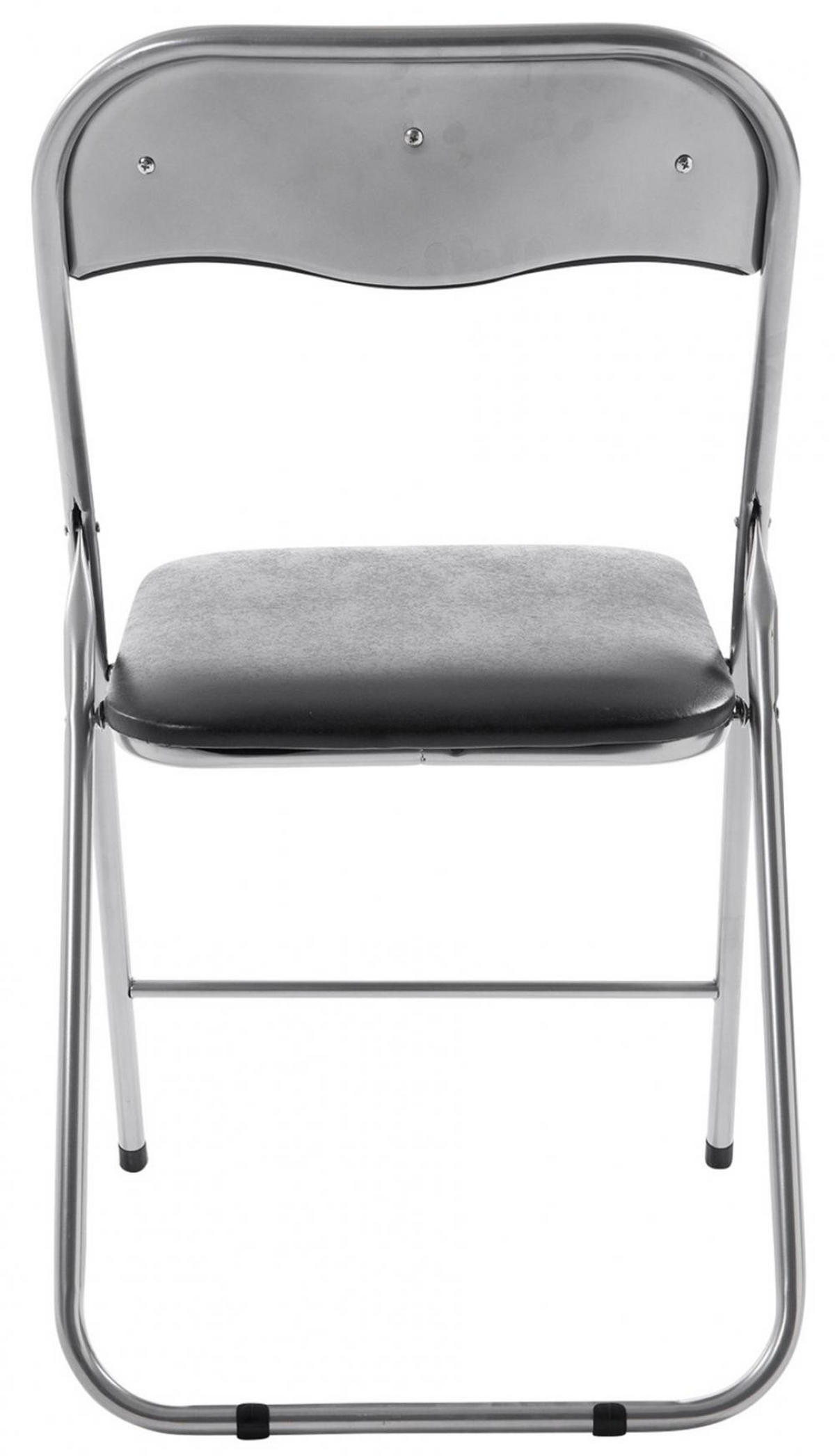 BESUCHERSTUHL 4er Set Lederlook schwarz/silber - Silberfarben/Schwarz, Textil/Metall (45/78/45cm) - CLP