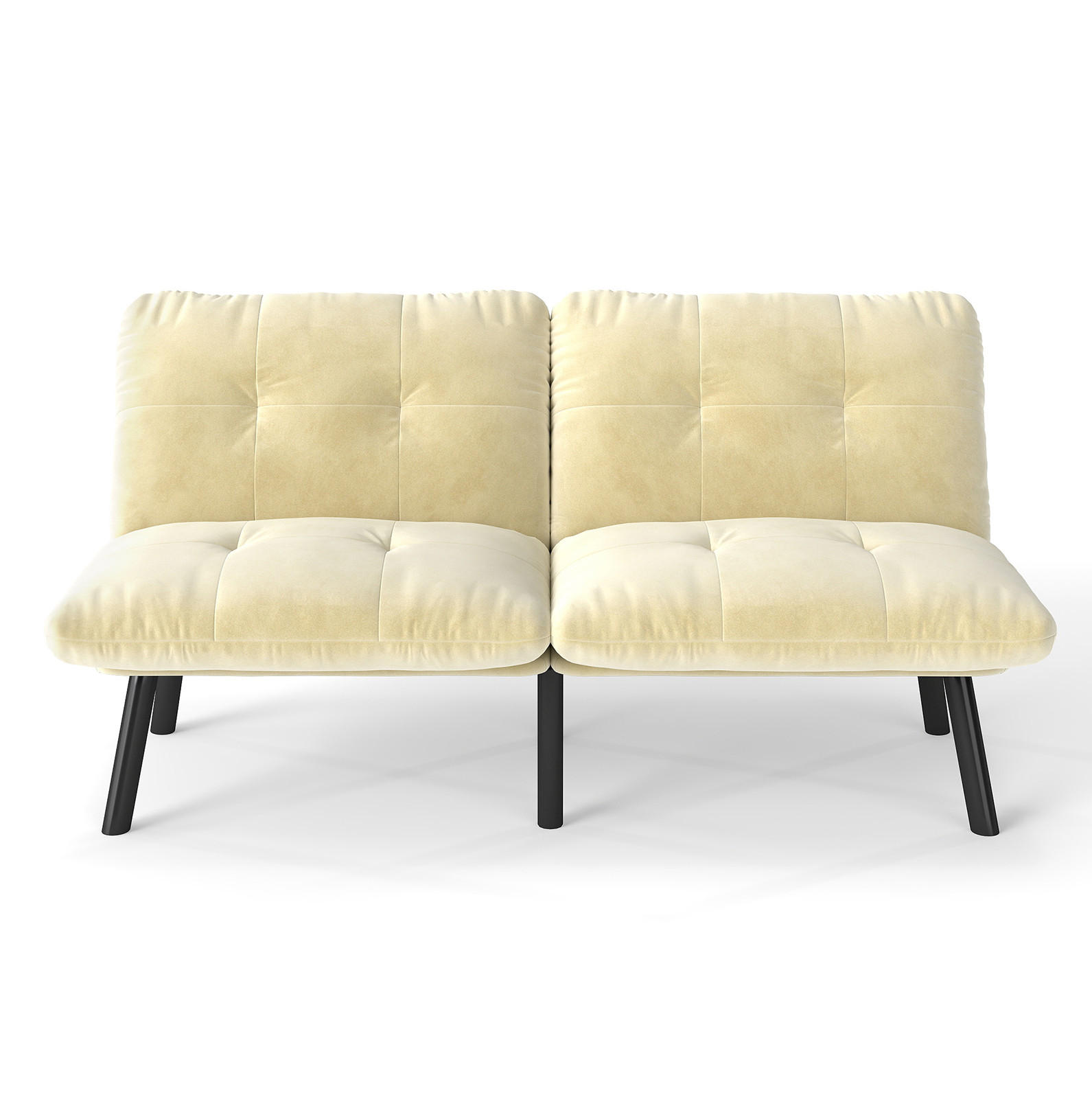 SOFA-BETT klappbar in Cream mit Samtbezug - Weiß, Metall (160/78/81cm) - Meubliv