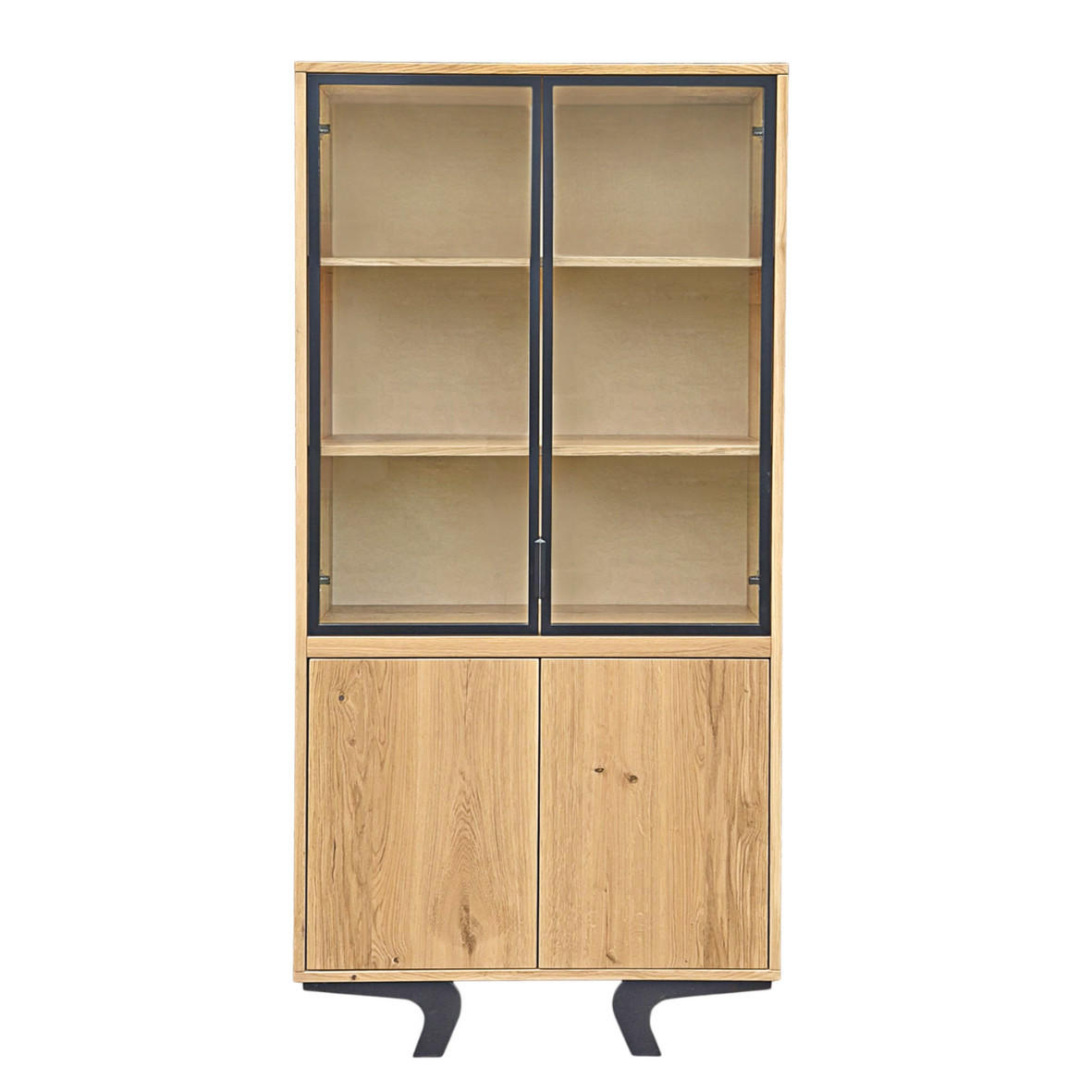 EICHENHOLZ-VITRINE aus Massivholz für das Wohnzimmer VITA - Eichefarben, Holz (100/190/45cm) - Rawood Furniture