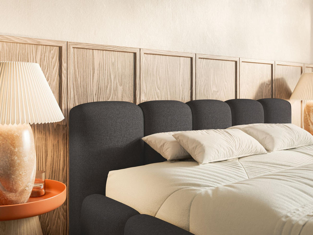 POLSTERBETT Cloudy Low Graphitgrau 160x200 cm - Graphitfarben, Kunststoff/Textil (160/200cm) - Selsey