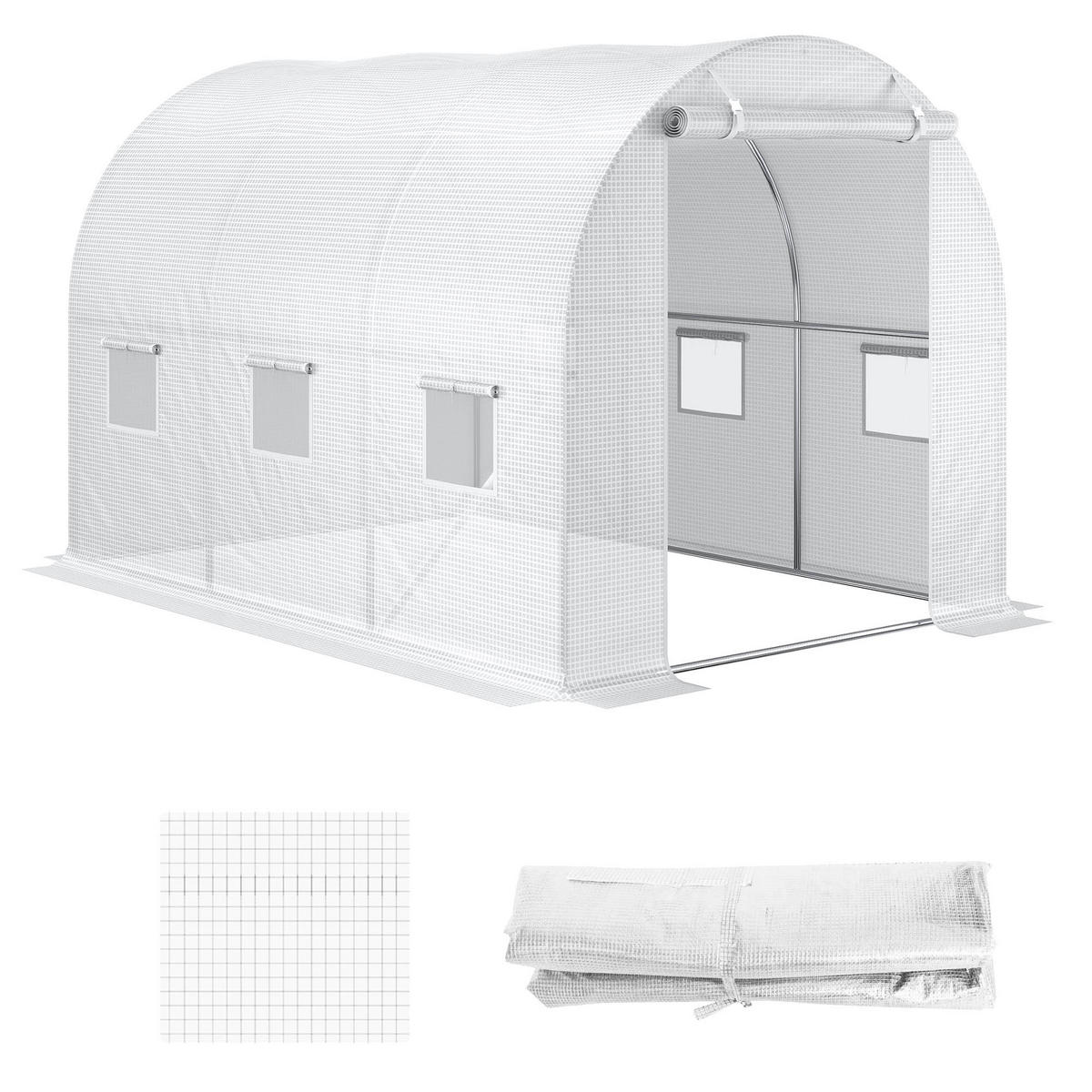 ERSATZPLANE DE-11942 für 6 m² Tunnel mit 6 Fenstern & Tür Weiß - Weiß, Kunststoff (200/200/300cm) - ComfortXL