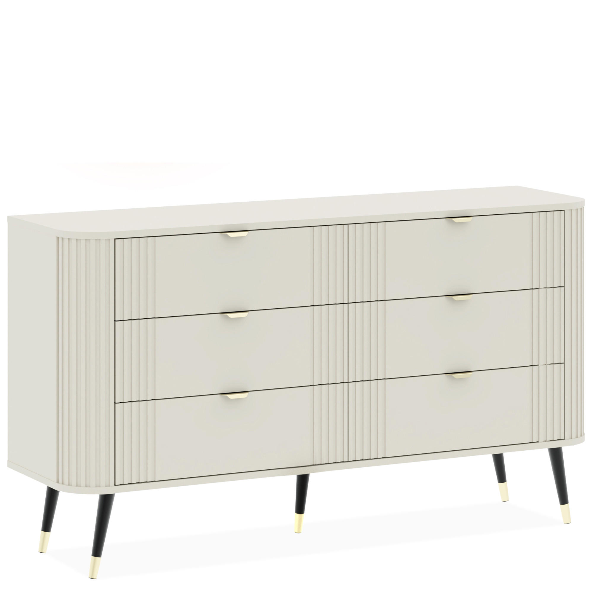 KOMMODE PURA, Cremefarbig - Creme/Schwarz, Holzwerkstoff/Metall (138/80/40cm) - KONSIMO®