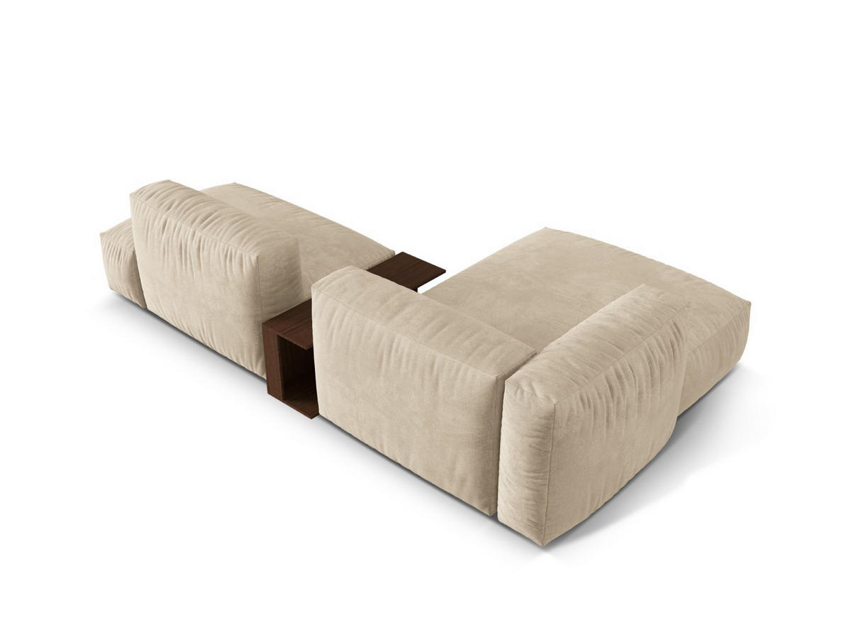 ECKSOFA modular links Martina aus Samt leichtes beige 2 Sitzplätze - Creme, Textil (176/285cm) - Micadoni
