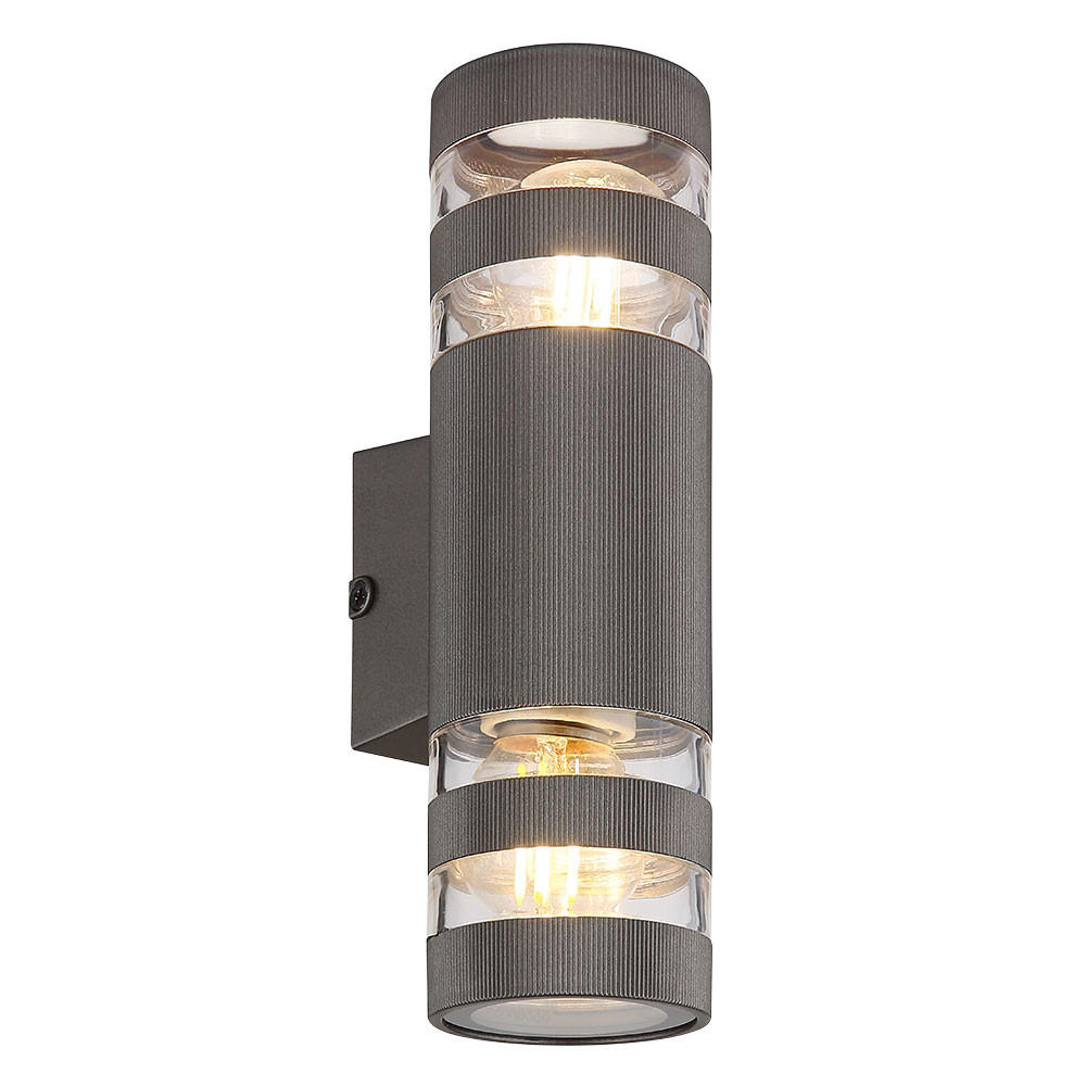 LED WANDLEUCHTE Glas Anthrazit 2-flammig - Anthrazit, Glas (6.5/22/22cm) - Globo Lighting