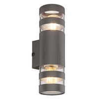 LED WANDLEUCHTE Glas Anthrazit 2-flammig - Anthrazit, Glas (6.5/22/22cm) - Globo Lighting