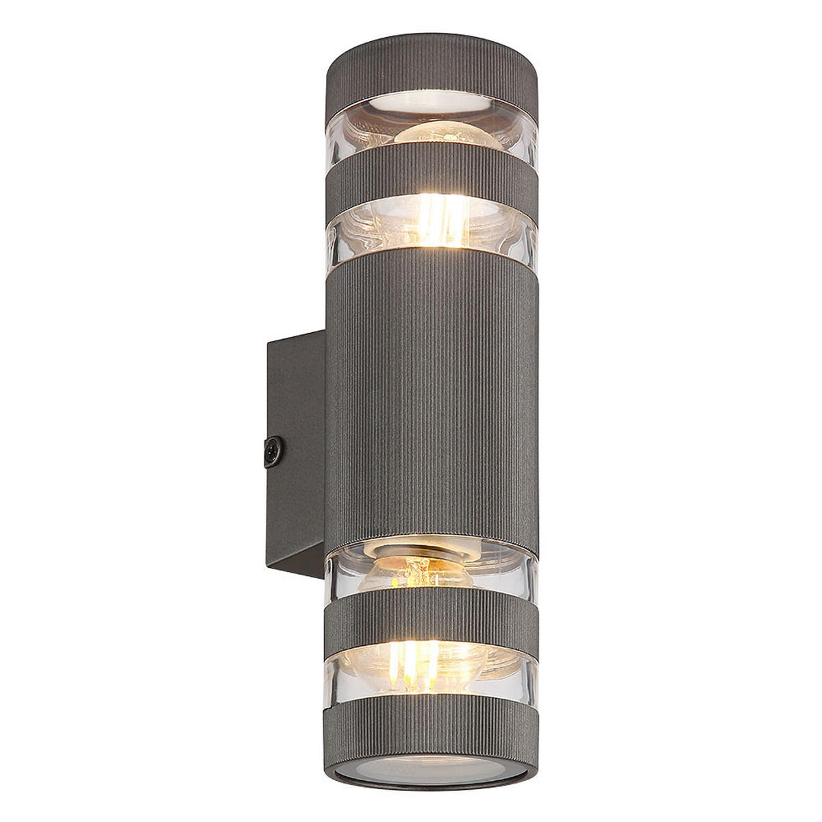 LED WANDLEUCHTE Glas Anthrazit 2-flammig - Anthrazit, Glas (6.5/22/22cm) - Globo Lighting