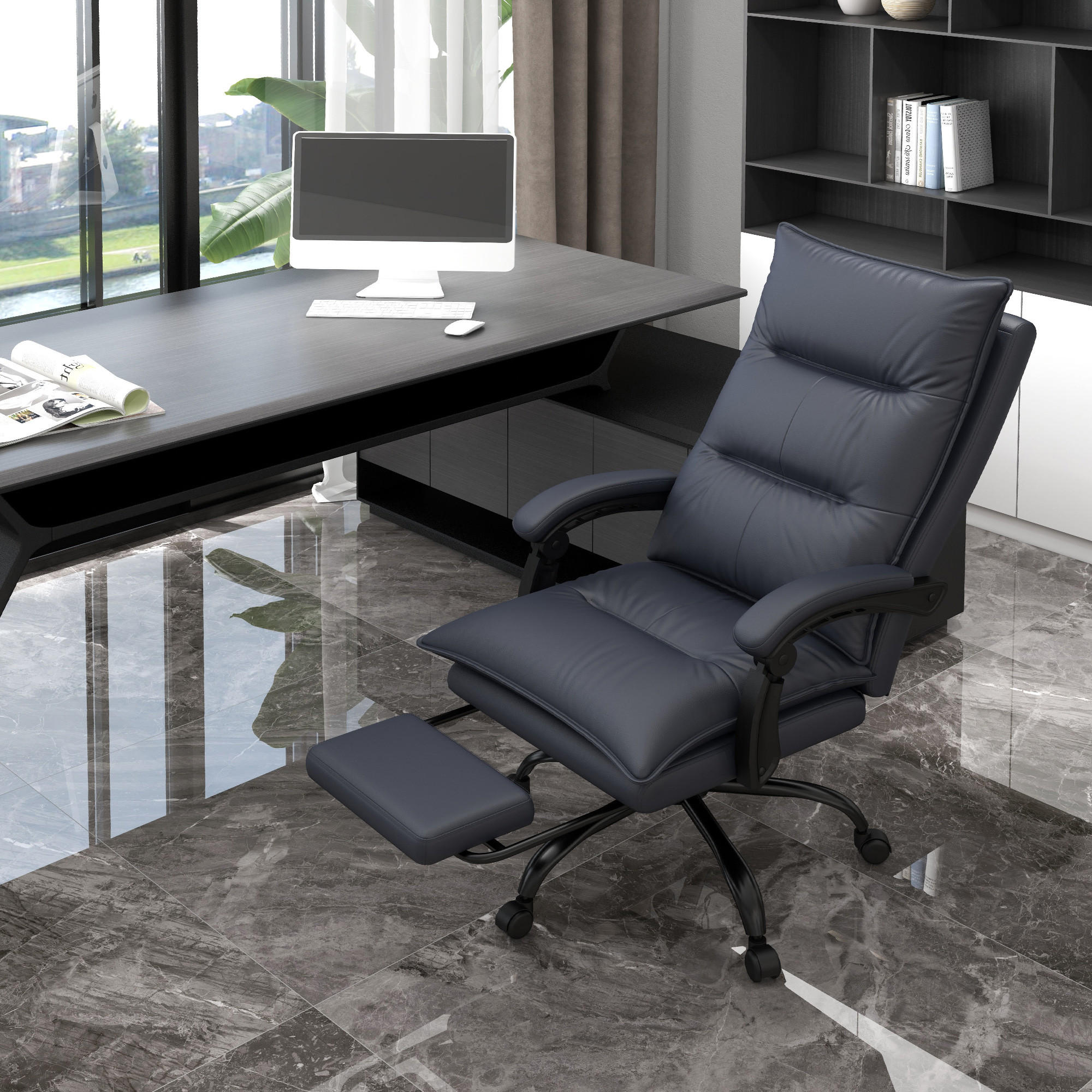 MASSAGE-BÜROSTUHL, Polyester, Schaumstoff, MDF, Stahl, Dunkelgrau - Dunkelgrau, Kunststoff (74/121.5/66cm) - Vinsetto