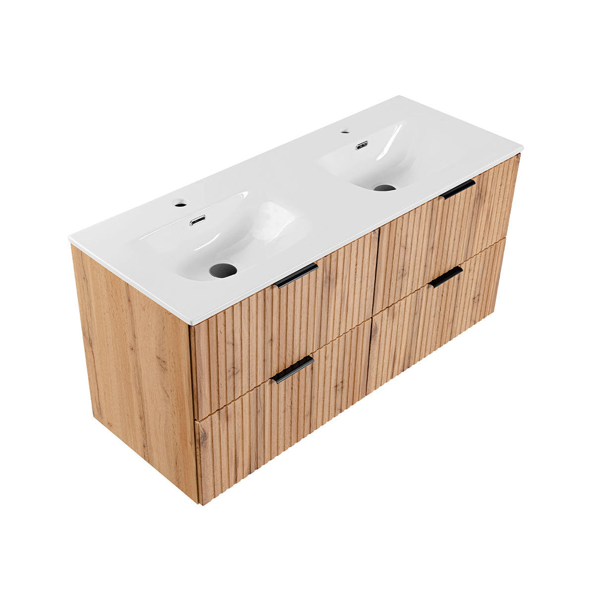 DOPPELWASCHTISCH 120.4cm Adriel Holz in Eichenoptik - Braun, Holzwerkstoff (120.4/57/46cm) - Petits-meubles
