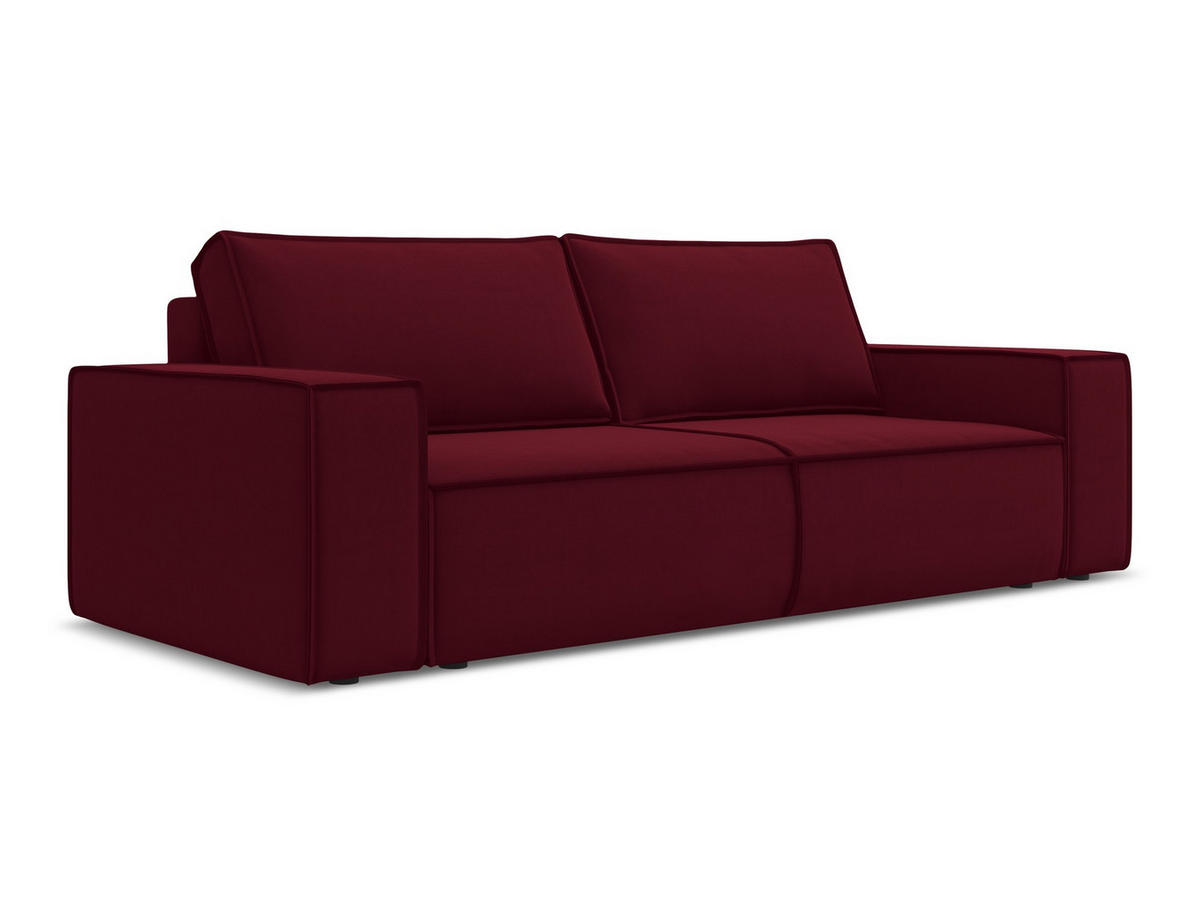 3-SITZER SOFA mit Schlaffunktion Samt Stoff Rot - Bordeaux/Rot, Kunststoff/Textil (255/85/105cm) - Makamii
