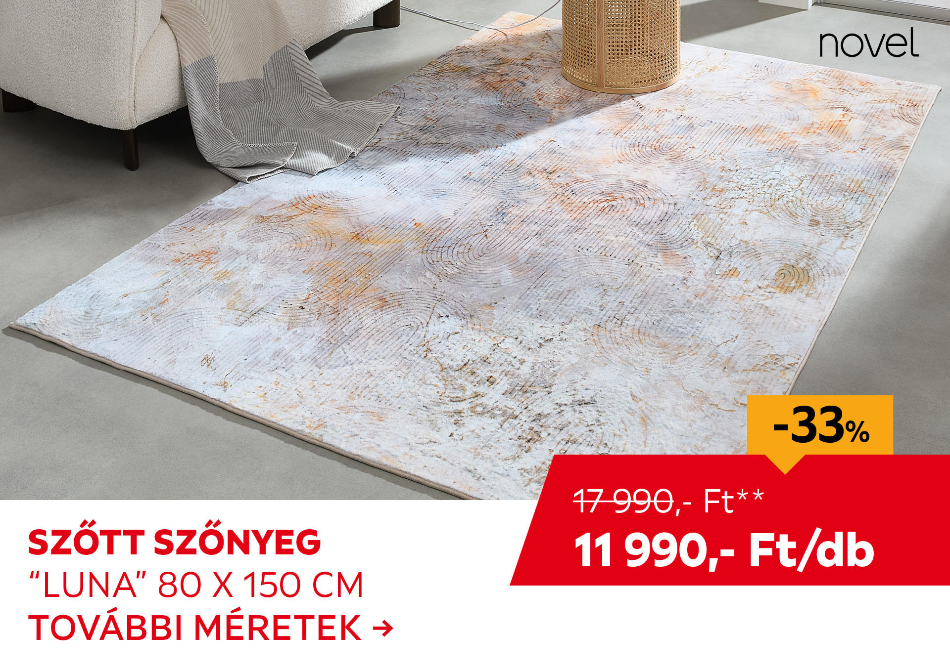 SZŐTT SZŐNYEG "LUNA" 80 X 150 CM Kiemelt termék 17990 Ft.- helyett 11990 Ft.-