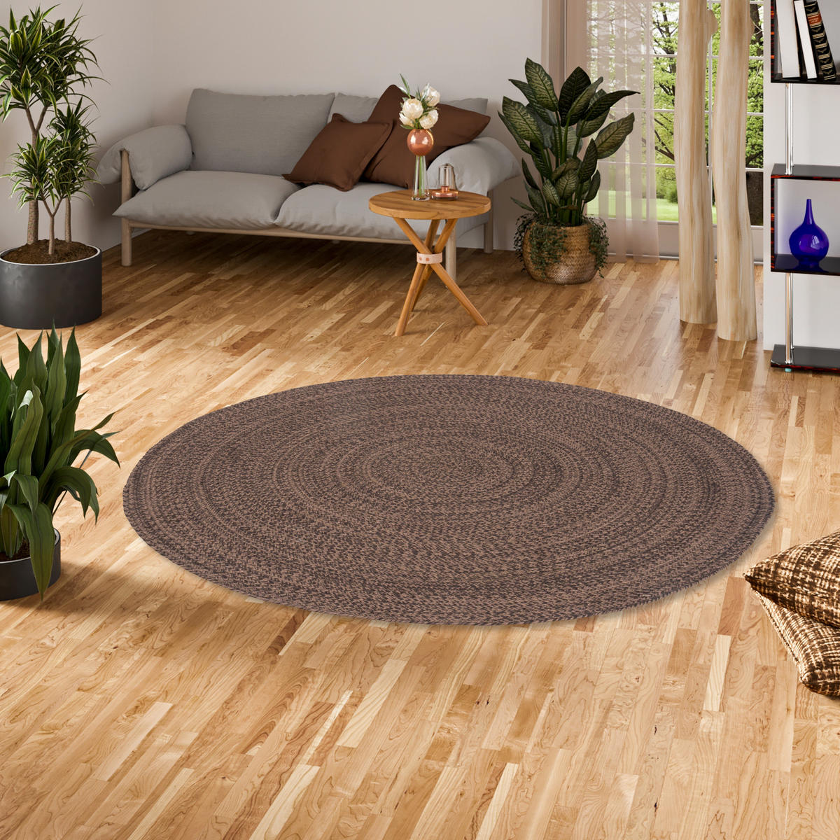 NATURFASER TEPPICH HANDGEFERTIGT JUTE KAYA RUND - Braun, Textil (150/150cm) - Pergamon
