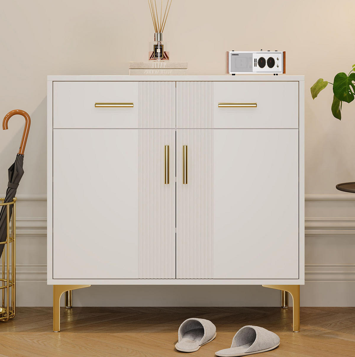 SIDEBOARD 80/79,5/35 cm Weiß aus MDF mit Kippsicherung - Weiß, Holzwerkstoff (35/79.5/80cm) - OKMYHOME