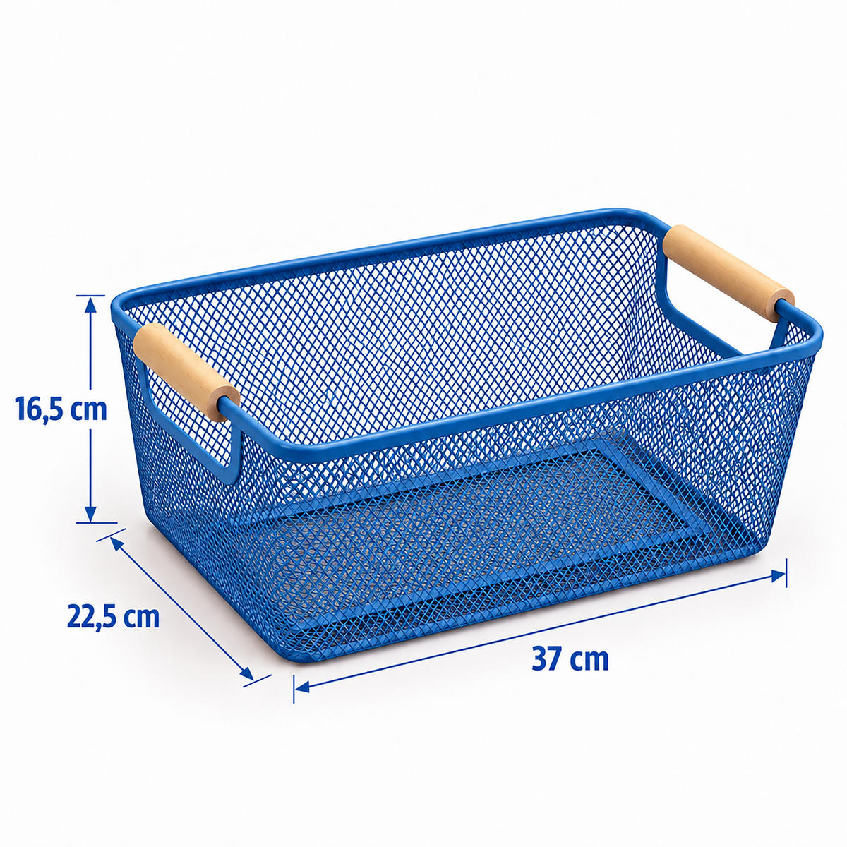 KÔŠ Tmavomodrá drevené rúčky 37 cm - tmavomodrá, kov/drevo (37/16.5/22.5cm) - Relaxdays