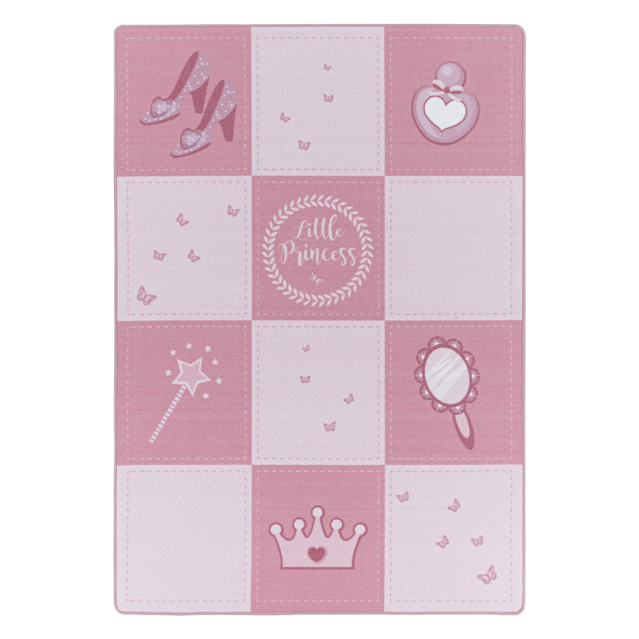 TEPPICH Kinder Flachgewebe Prinzessin-Motiv Polyamid rutschfest Spielzimmer Pink Rechteckig 160x230 - Rosa, Textil (160/230cm) - KADIMA DESIGN