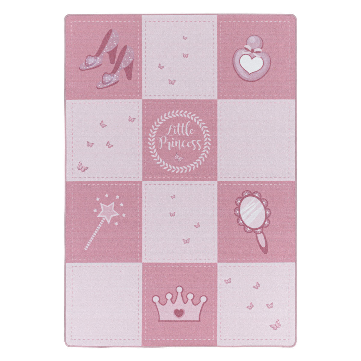 TEPPICH Kinder Flachgewebe Prinzessin-Motiv Polyamid rutschfest Spielzimmer Pink Rechteckig 100x150 - Rosa, Textil (100/150cm) - KADIMA DESIGN