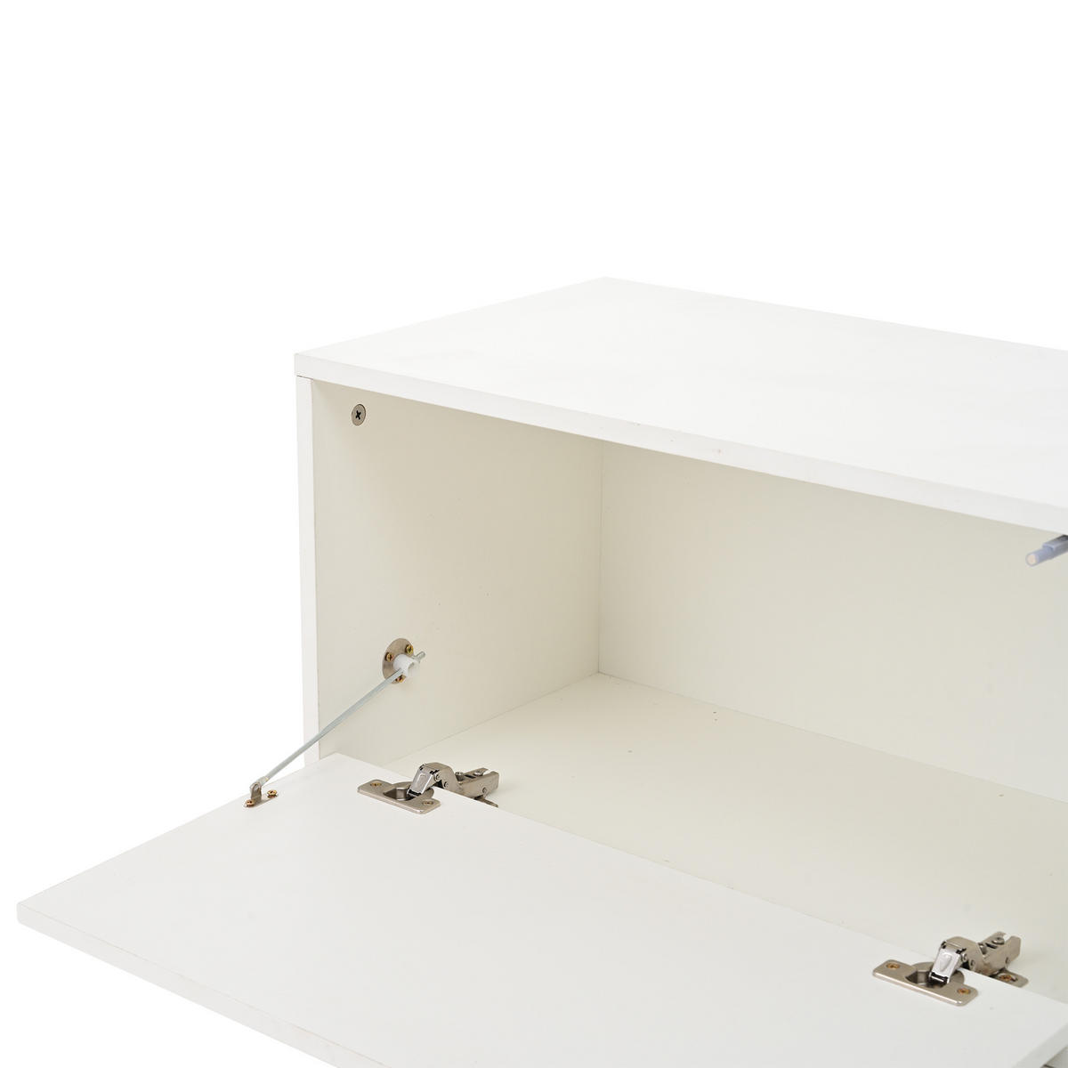 ANBAUWAND in Weiß TV Wohnwand-set inkl. TV-Board, Standregal und 2 Wandregal für Wohnzimmer, B180/T35/H33.5cm - Weiß, Holzwerkstoff/Metall (180/90/35cm) - STILVORA