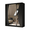 KLEIDERSCHRANK mit Spiegel-Schiebetüren und Aluminium-Leisten, LED-Beleuchtung - VOXI - 180 cm Schwarz - Schwarz, Holzwerkstoff (180/216/61cm) - ALTDECOR