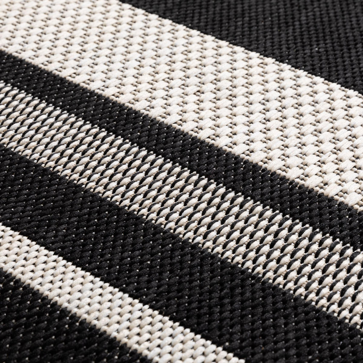 OUTDOORTEPPICH 160/230 cm Bergen Streifen - Schwarz, Textil (160/230cm) - Steffensmeier