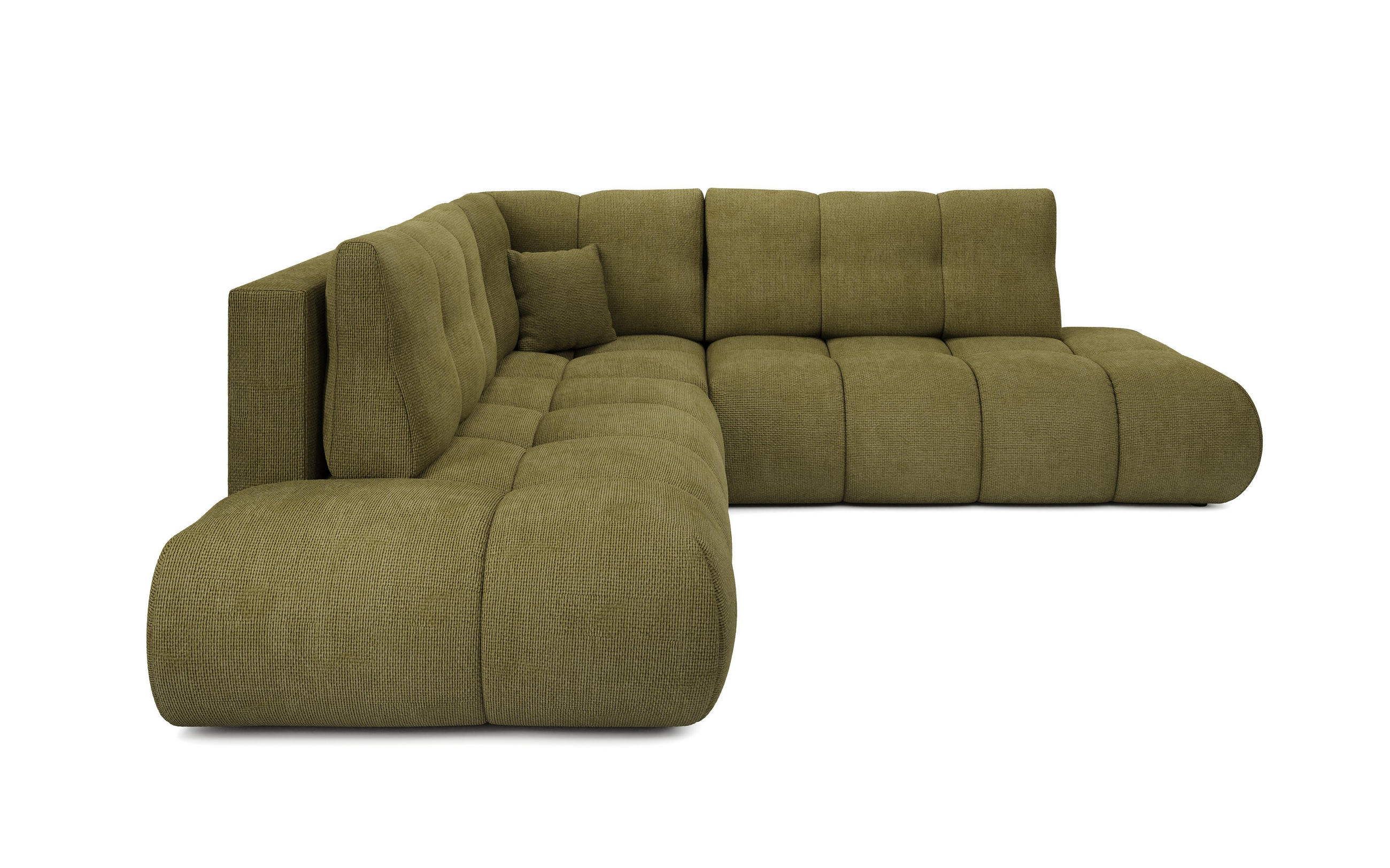 ECKSOFA DUCA II L-S Grün Chenille mit Schlaffunktion - Grün, Holz (266.5/266.5cm) - MASSENO