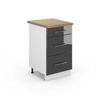 KUCHYŇSKÉ SKŘÍŇKY Fame-Line Antracitový vysoký lesk - bílá/vysoce lesklá černá, kompozitní dřevo (50/82/60cm) - Vicco