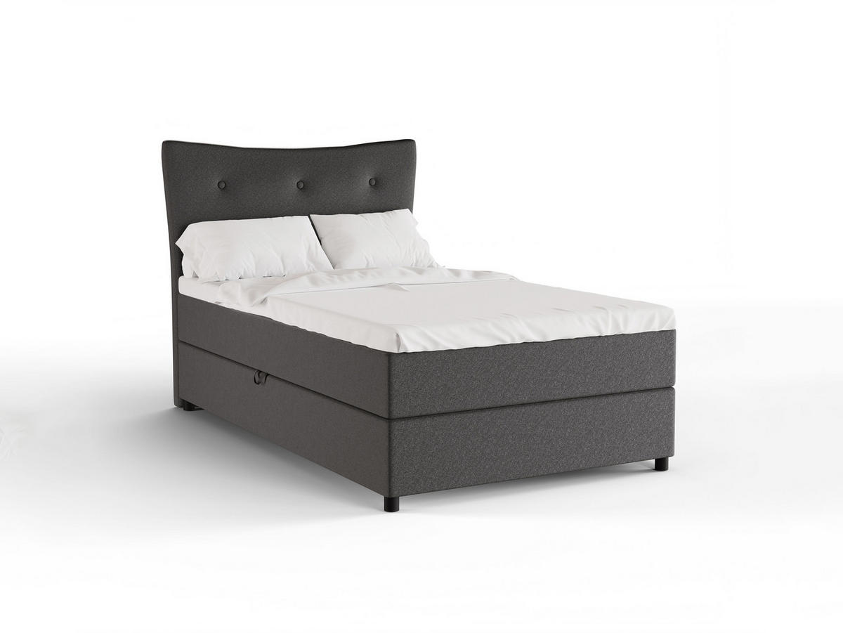 BOXBETT Nevada 120x200 cm Polsterbett mit hochwertiger Bonell-Matratze und Topper -Dunkelgrau - Anthrazit, Holz (120/200cm) - Panda Möbel