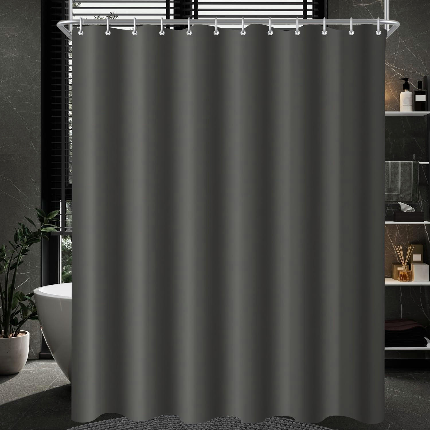 DUSCHVORHANG Dunkelgrau 150 x 180 cm - Anthrazit, Textil (150/180cm)
