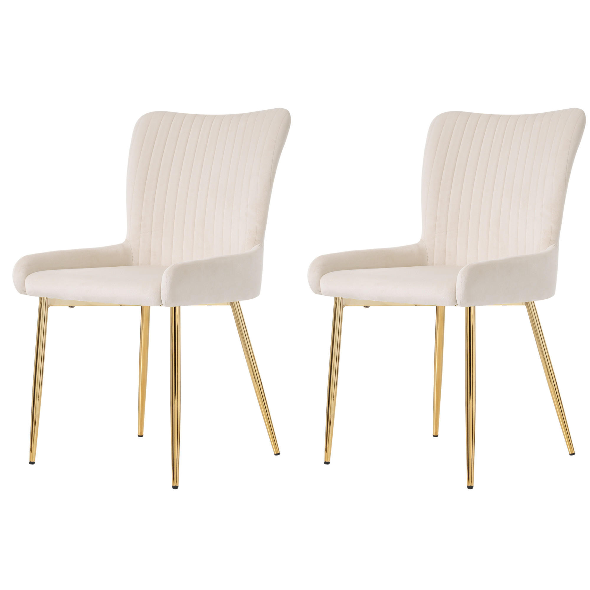 ARMLEHNSTUHL-SET DE-37030 2 Stück mit goldenen Metallbeinen Beige - Beige/Goldfarben, Metall (58/85/47cm) - ComfortXL