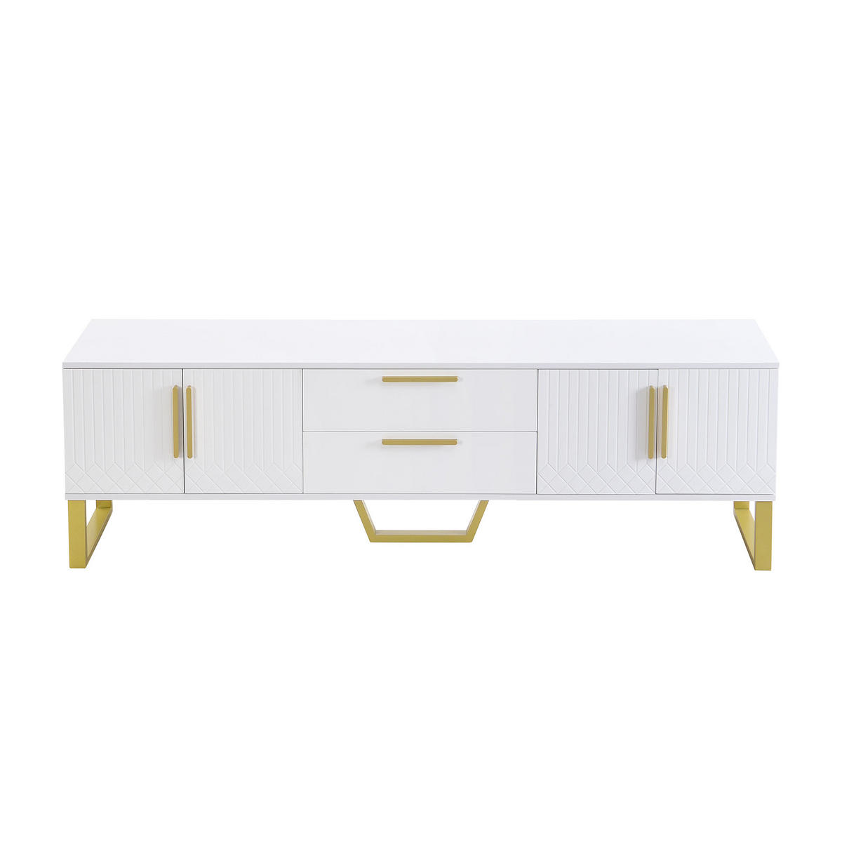 TV-SCHRANK 170/40/53,5 cm Weiß aus MDF in Hochglanz mit 4 Türen - Weiß, Holzwerkstoff (170/53.5/40cm) - OKWISH
