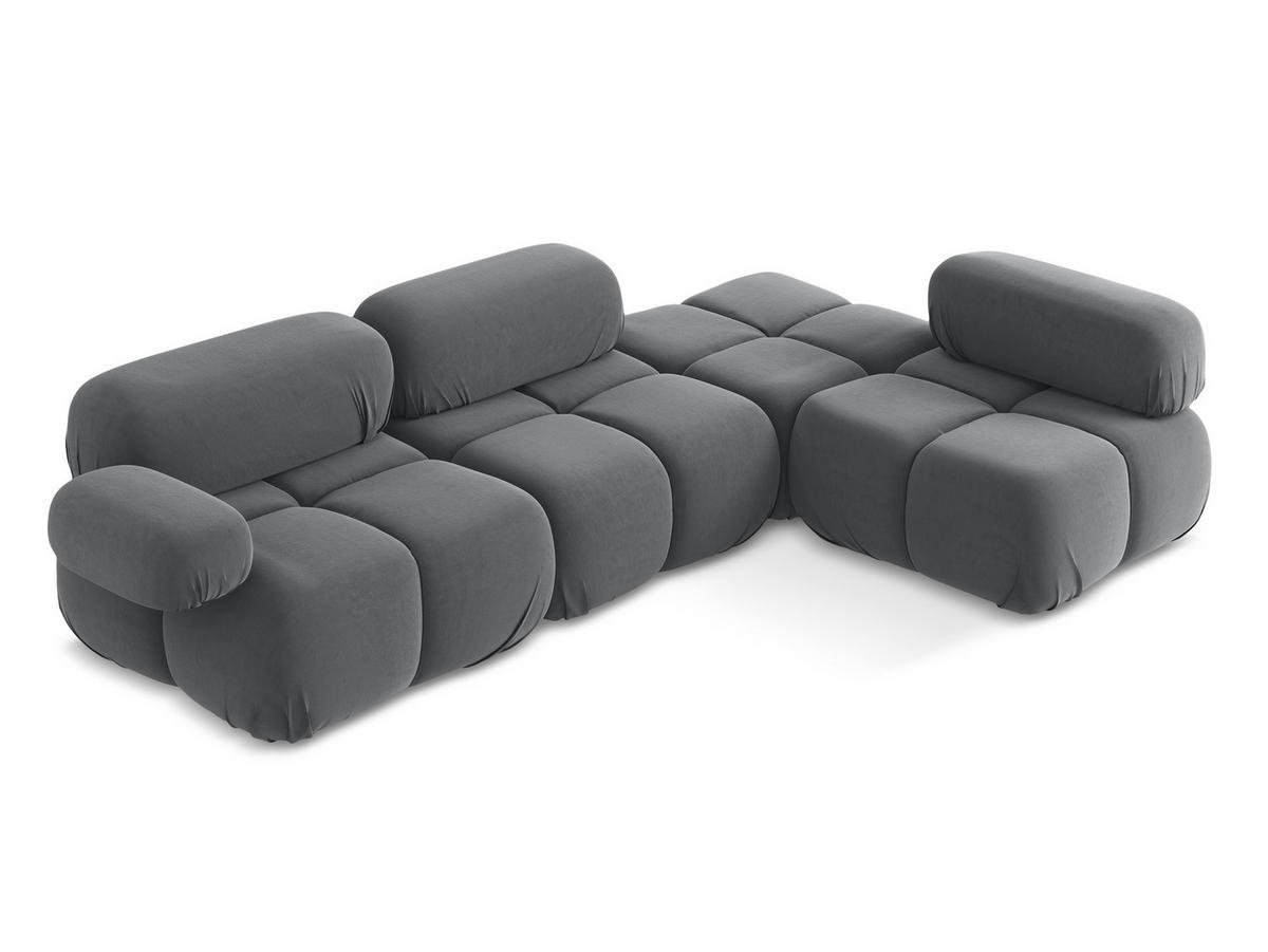 ECKSOFA Rechts Samt Stoff Grau - Dunkelgrau/Schwarz, Kunststoff/Textil (285/190cm) - Makamii