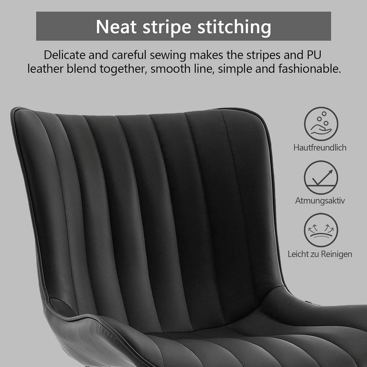 BÜROSTUHL ergonomisch mit PU-Leder, schwarz - Schwarz, Kunststoff (53/93/46cm)