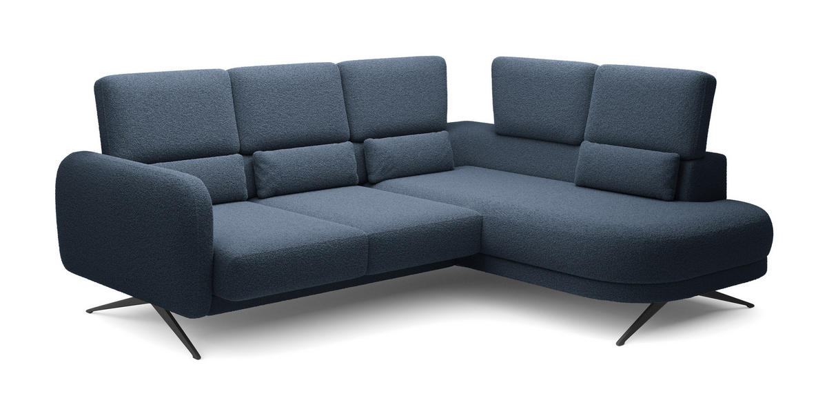ECKSOFA ILUSIO L 250x205cm, Schlaffunktion, Blau, Rechts - Blau, Holz/Textil (248/205cm) - DomoHome