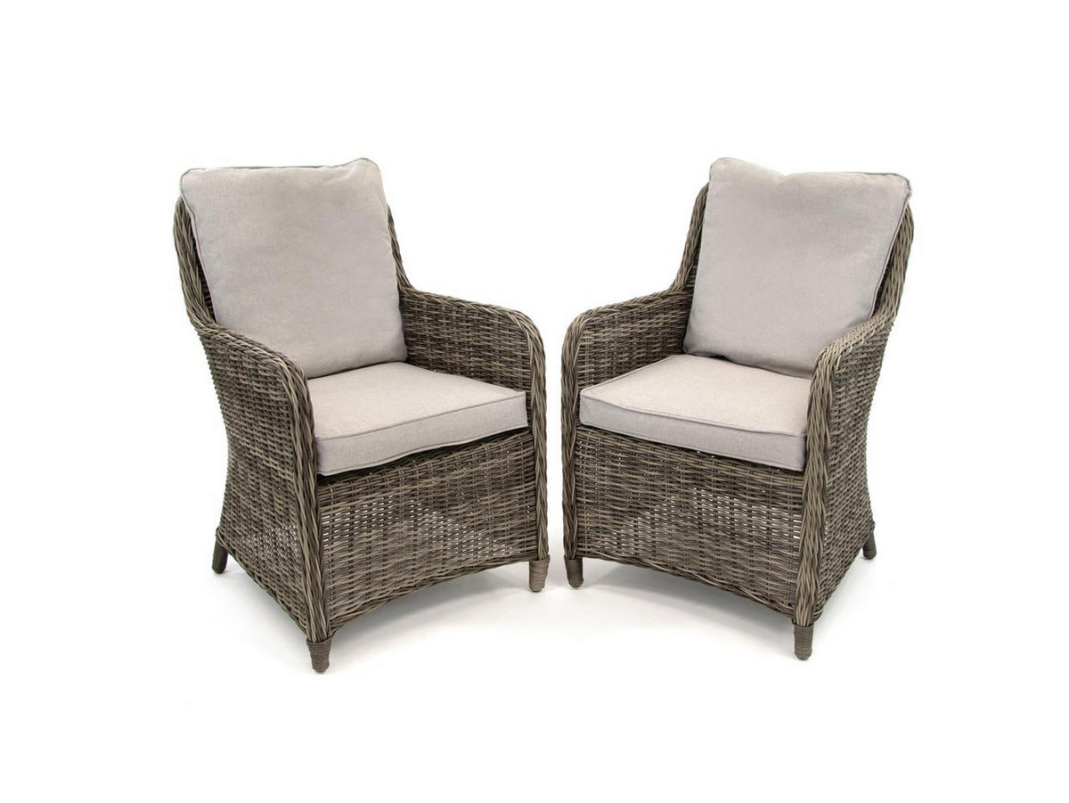 GARTENSESSEL Ria 2er-Set Grau Polyrattan - Grau, Naturmaterialien (78/109/70cm) - Green Spirit