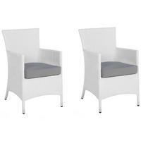 GARTENSESSEL 2er-Set PE Rattan weiß Italy - Weiß, Kunststoff (46/86/60cm) - Beliani
