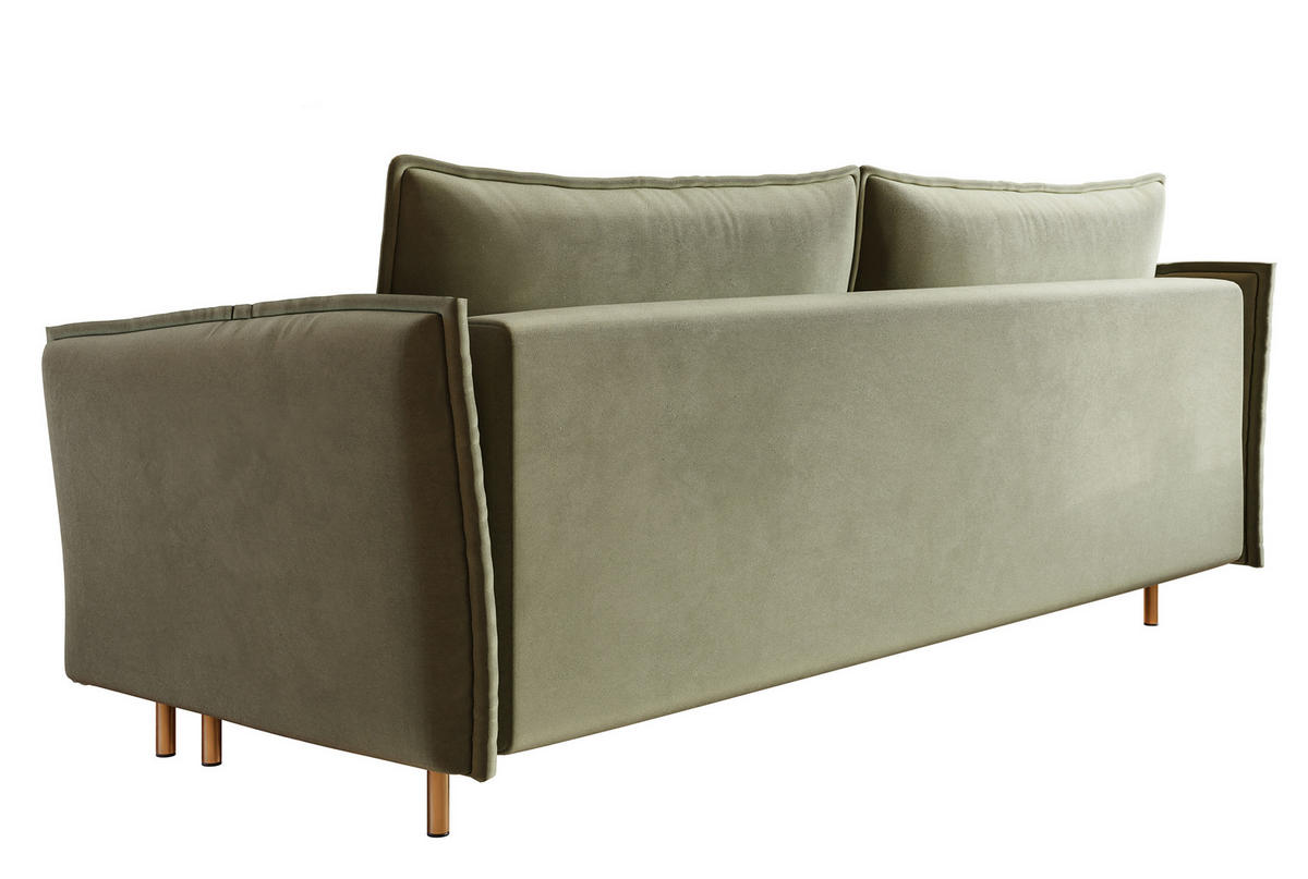 SCHLAFSOFA Ummo Salbeigrün Velours - Salbeigrün/Goldfarben, Textil/Metall (230/88/90cm) - Selsey