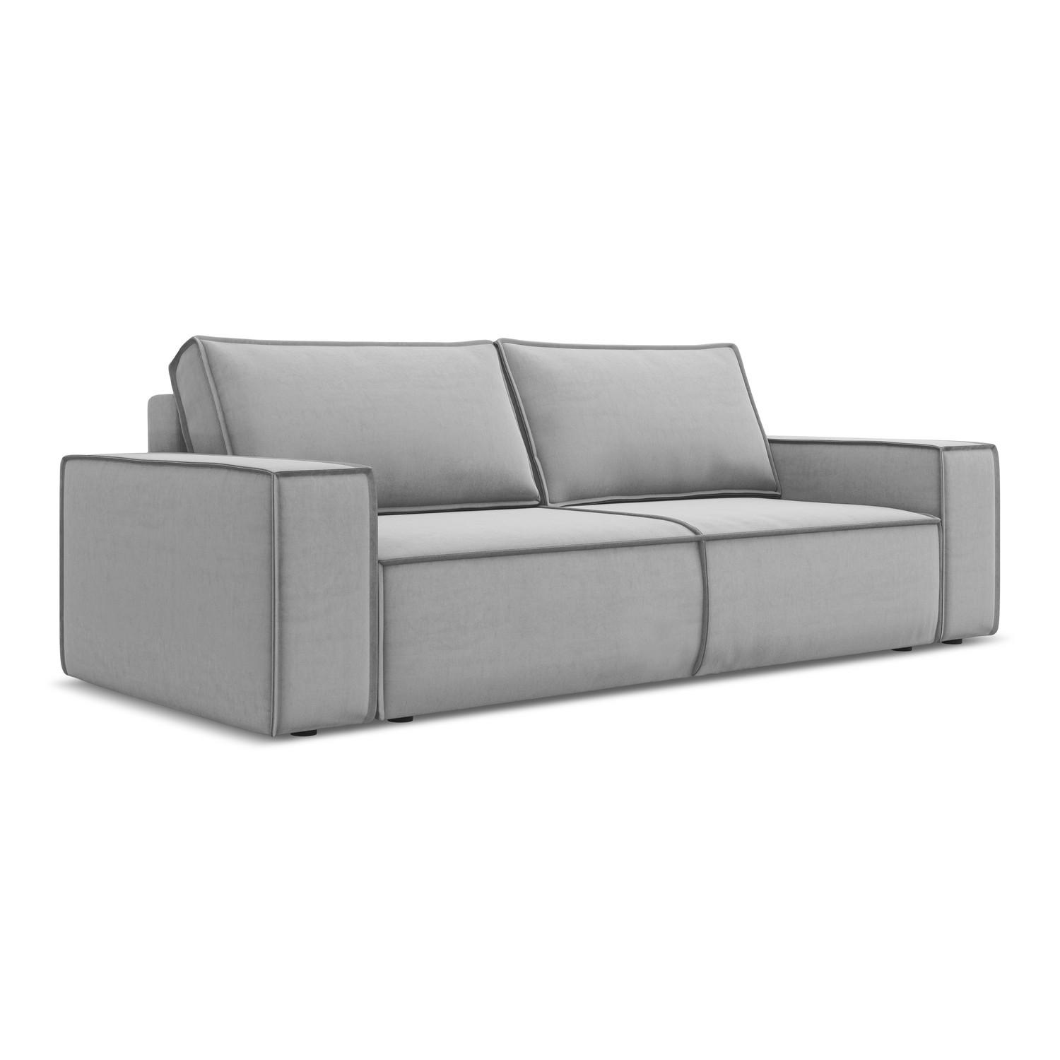 3-SITZER SOFA mit Schlaffunktion Samt Stoff Grau - Schwarz/Grau, Kunststoff/Textil (255/85/105cm) - LaMiaSofa