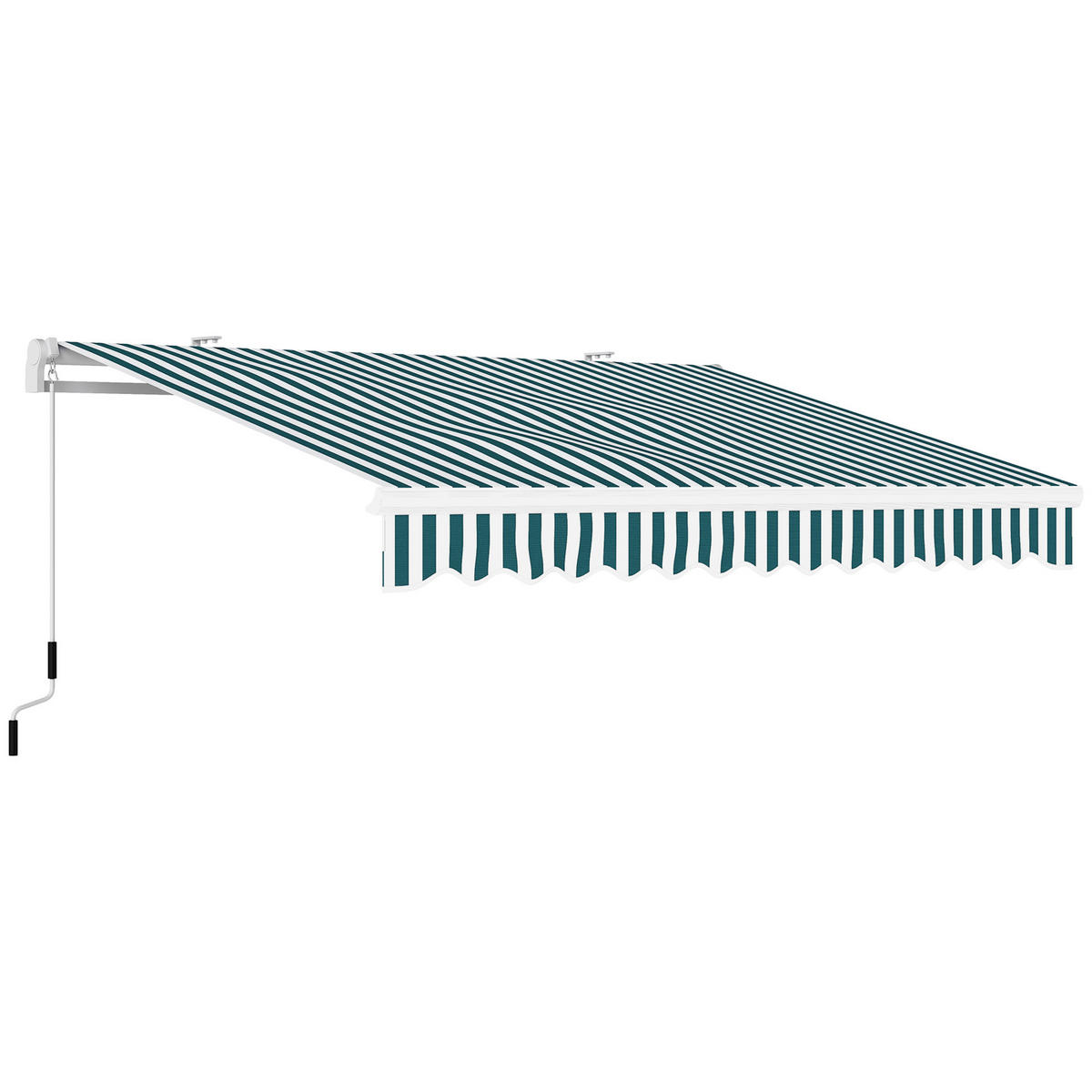 MARKISE, Sonnenschutz, einfahrbar, mit Handkurbel, Metallrahmen, Polyester, weiß+grün, 3,95 x 2,45 m - Weiß, Metall (395/1/245cm)
