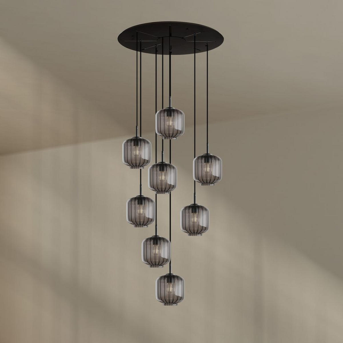 GALERIELEUCHTE Velo 8-flammig Rauch Ø 20cm - Anthrazit/Schwarz, Glas (20/20/20cm) - s.luce