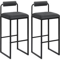 BARHOCKER 2er Set, Hochstuhl, Samt, Dunkelgrau - Dunkelgrau/Schwarz, Textil/Metall (39/95.5/38.5cm) - Woltu