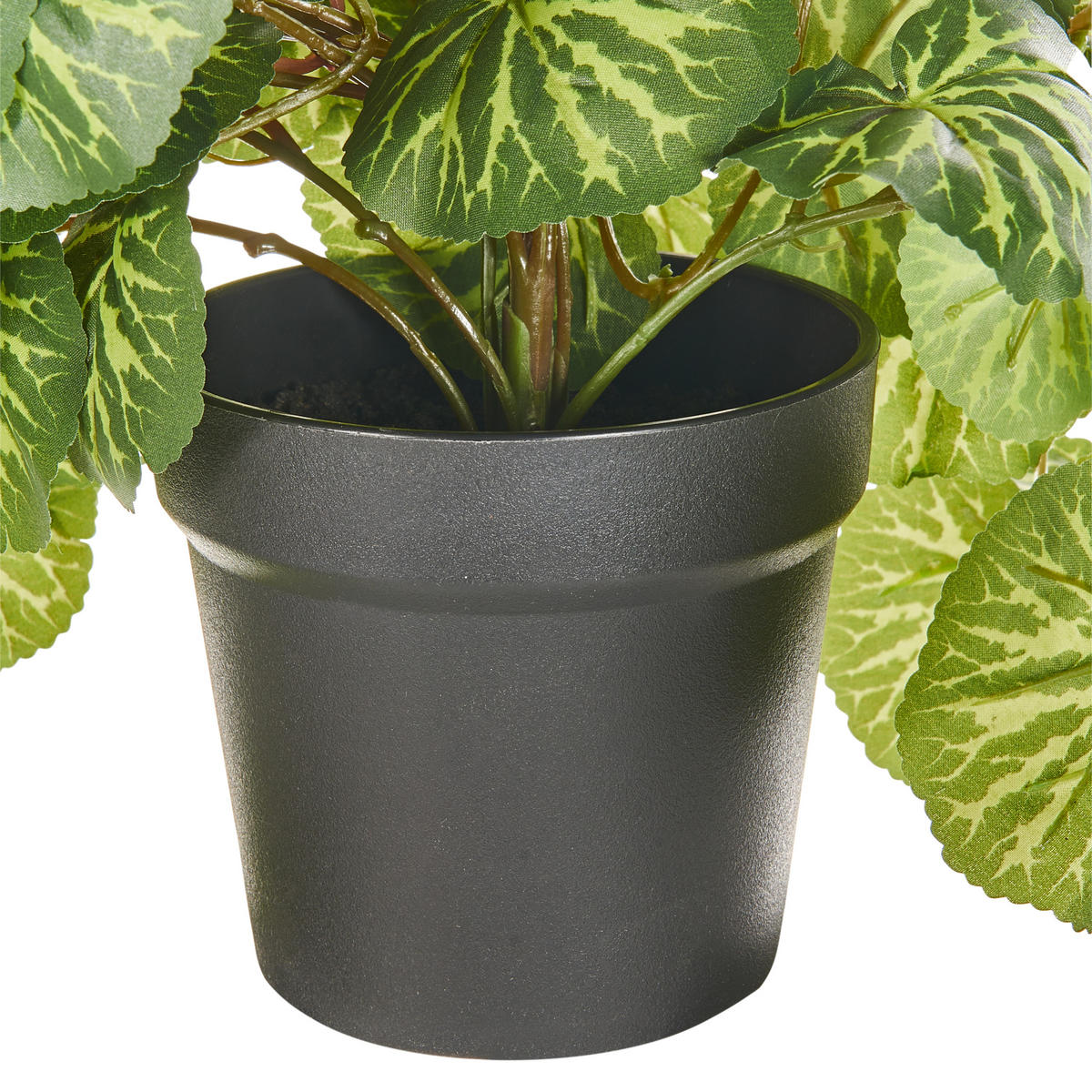 KÜNSTLICHE Hängepflanze 37 cm Grün/Schwarz Strawberry Begonia - Schwarz/Grün, Kunststoff (37cm) - Beliani