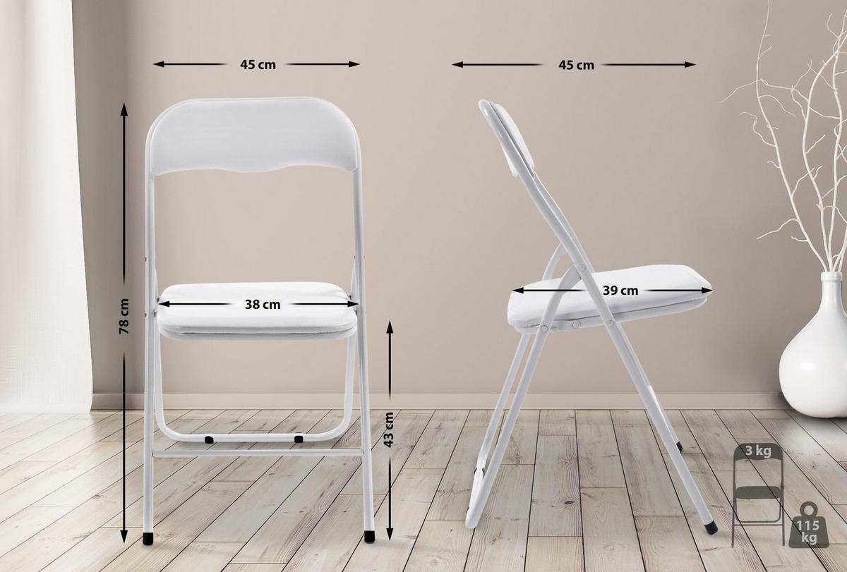 BESUCHERSTUHL Lederlook weiß/weiß - Weiß, Textil/Metall (45/78/45cm) - CLP