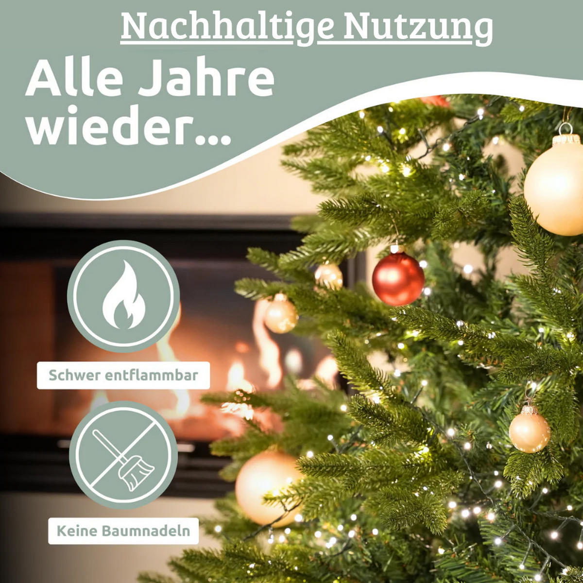 WEIHNACHTSBAUM künstlich 160 cm Inkl. Lichterkette Nordfichte Spritzguss - Grün, Kunststoff (105cm) - DELUKE